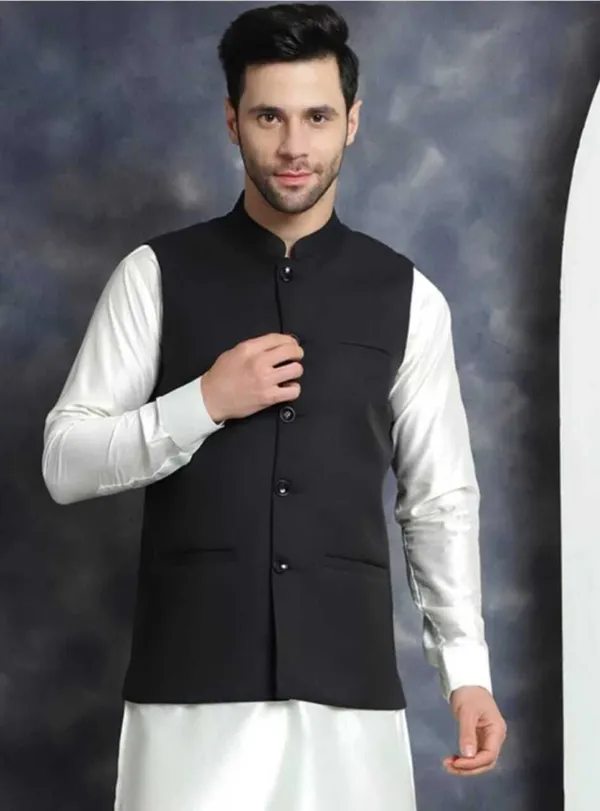 Black_Linen_Silk_Sleeveless_Solid_Men_Jacket