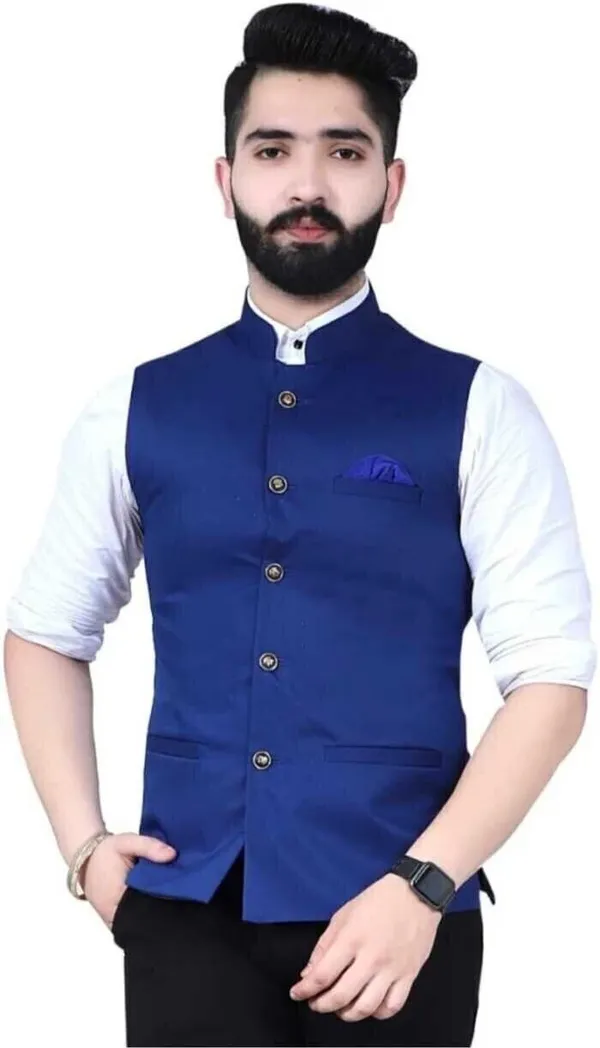 Blue_Polycotton_Solid_Men_Waistcoat