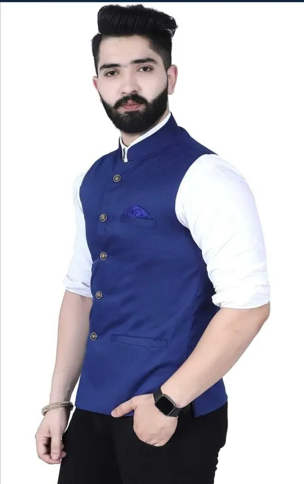 Blue_Pure_Cotton_Solid_Men_Waistcoat
