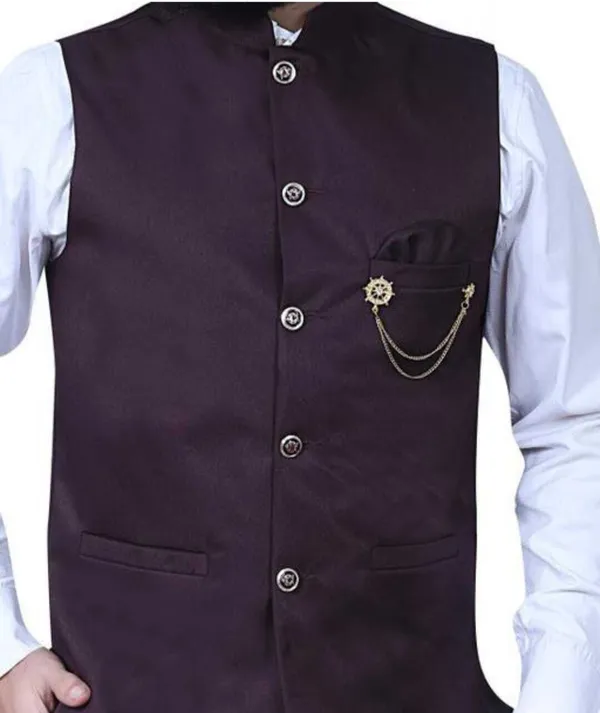 Wine_Silk_Blend_Solid_Men_Waistcoat