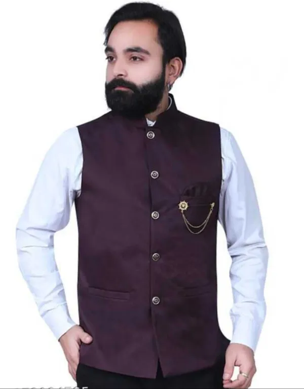 Wine_Silk_Blend_Solid_Men_Waistcoat