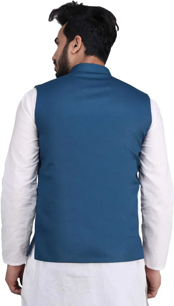 Teal_Polycotton_Solid_Men_Waistcoat