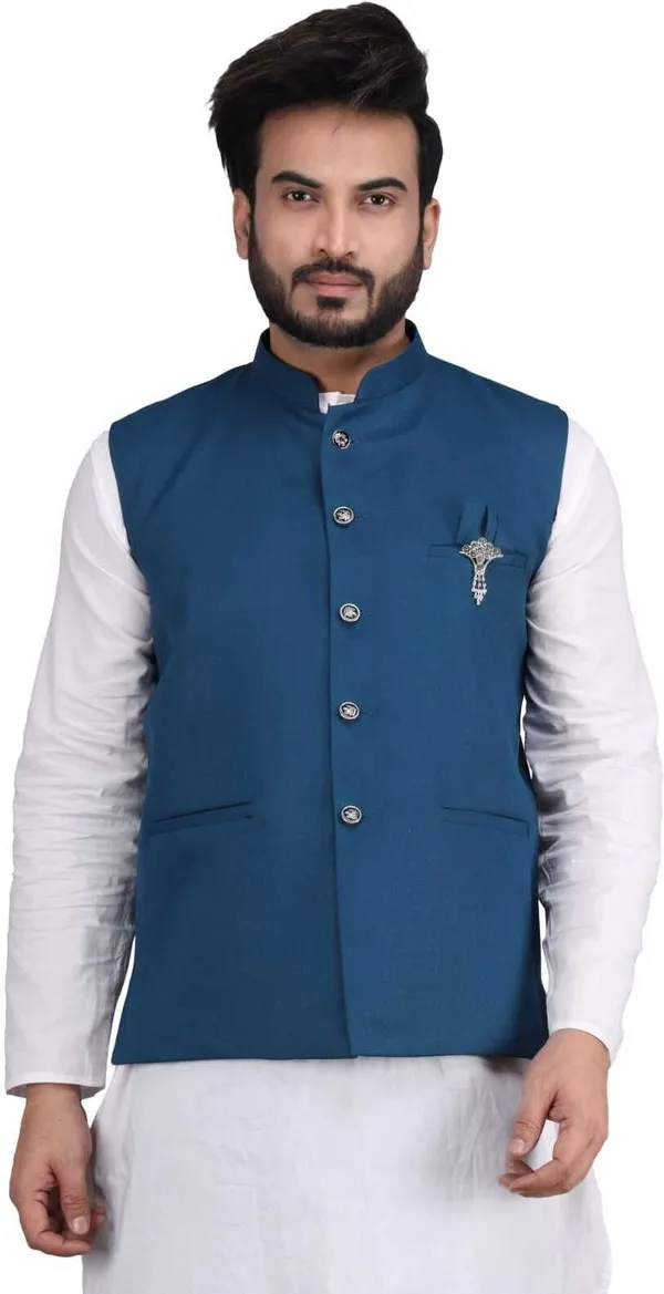 Teal_Polycotton_Solid_Men_Waistcoat