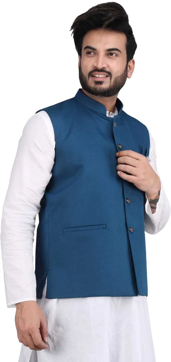 Teal_Polycotton_Solid_Men_Waistcoat