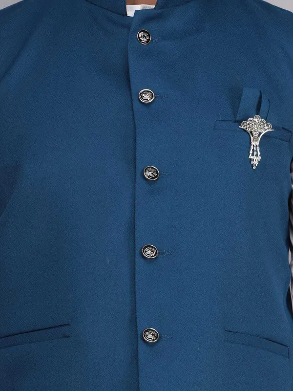 Teal_Polycotton_Solid_Men_Waistcoat