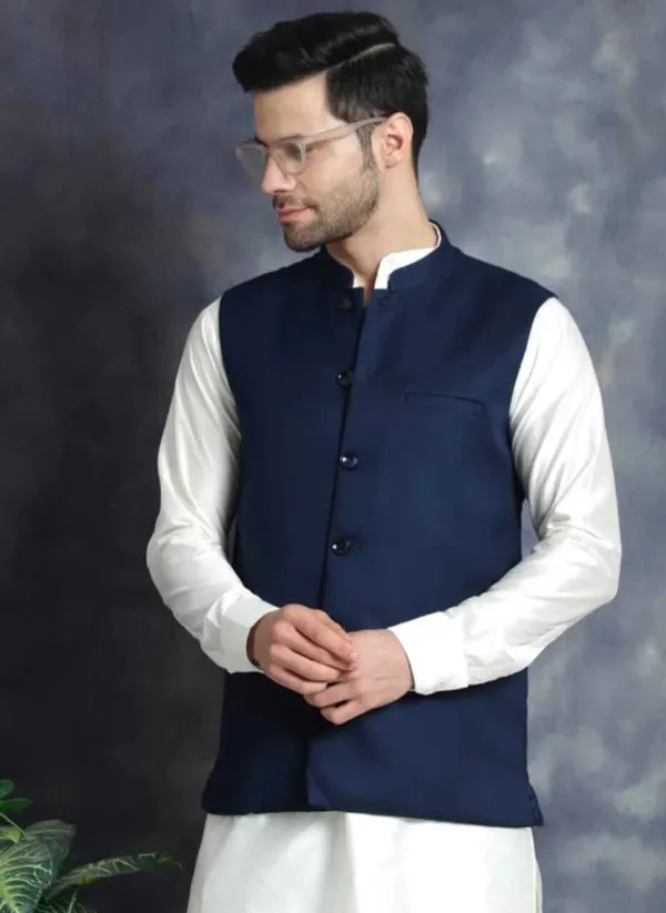 Navy_Blue_Linen_Silk_Sleeveless_Solid_Men_Jacket