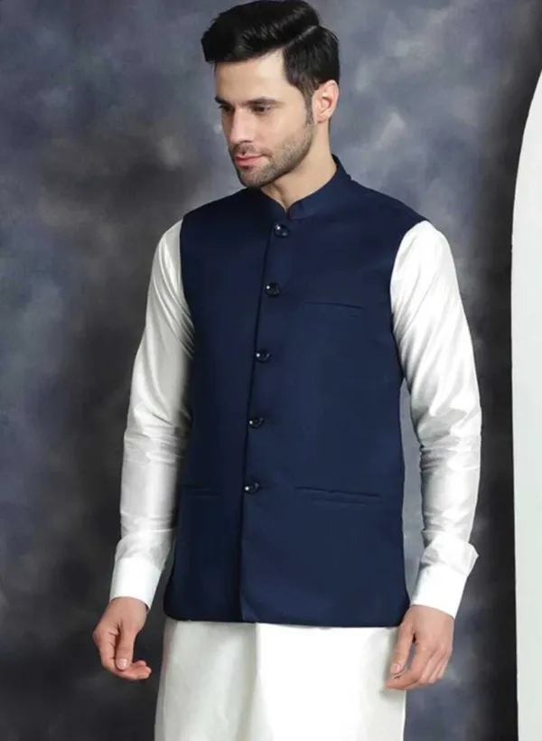 Navy_Blue_Linen_Silk_Sleeveless_Solid_Men_Jacket