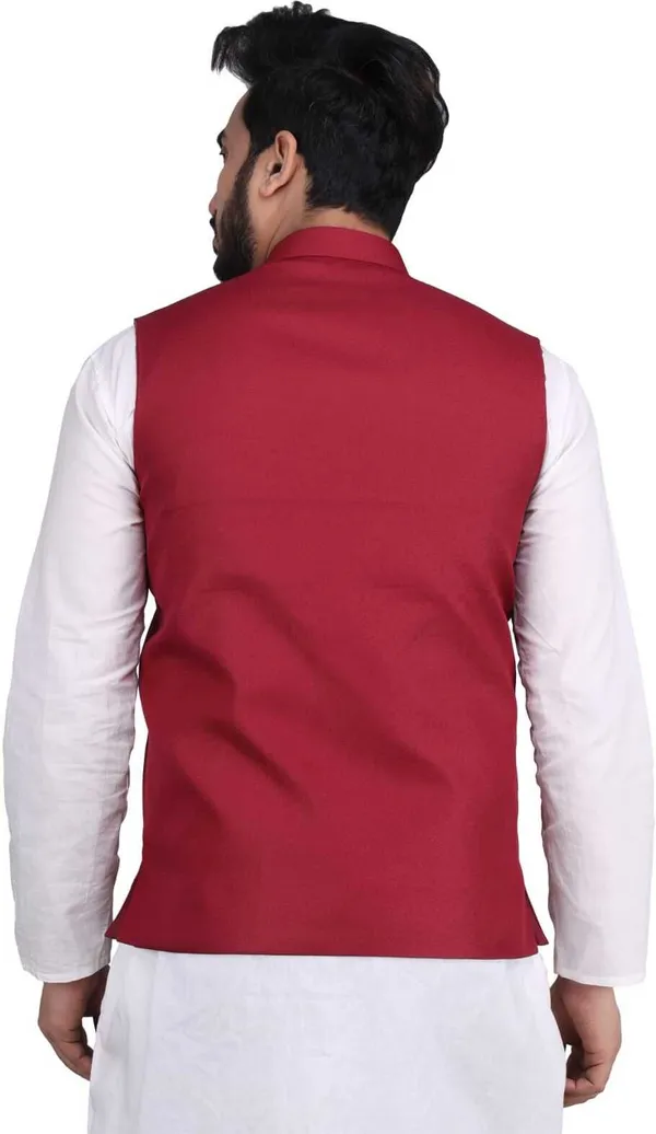 Dark_Red_Pure_Cotton_Solid_Men_Waistcoat