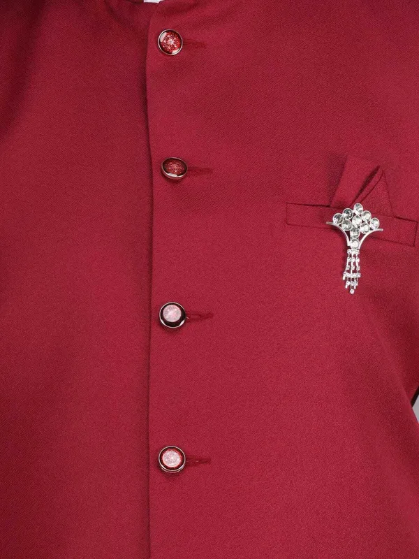 Dark_Red_Pure_Cotton_Solid_Men_Waistcoat