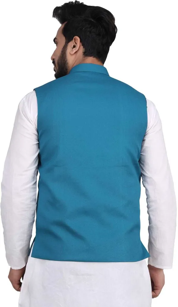 Turquoise_Polycotton_Solid_Men_Waistcoat