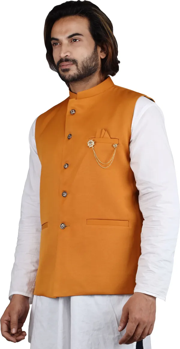 Mustard_Silk_Blend_Solid_Men_Waistcoat