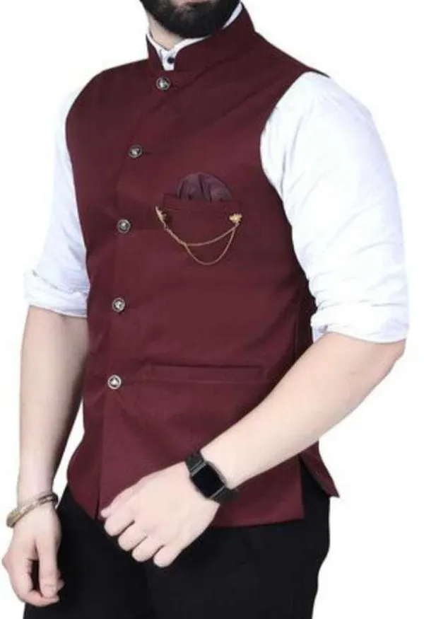 Maroon_Silk_Blend_Solid_Men_Waistcoat