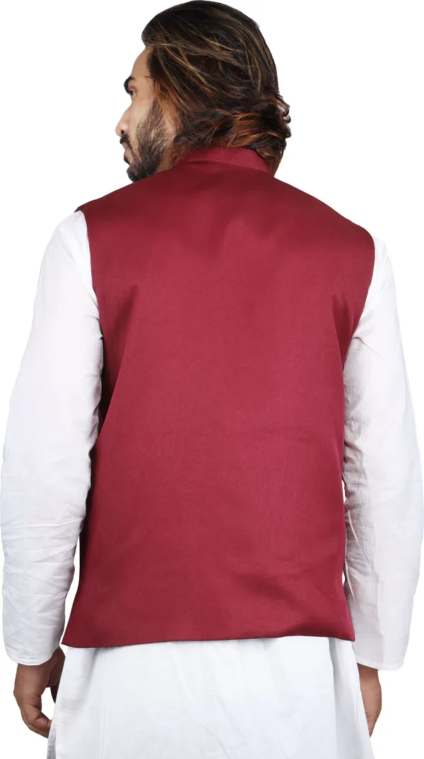 Maroon_Pure_Cotton_Solid_Men_Waistcoat