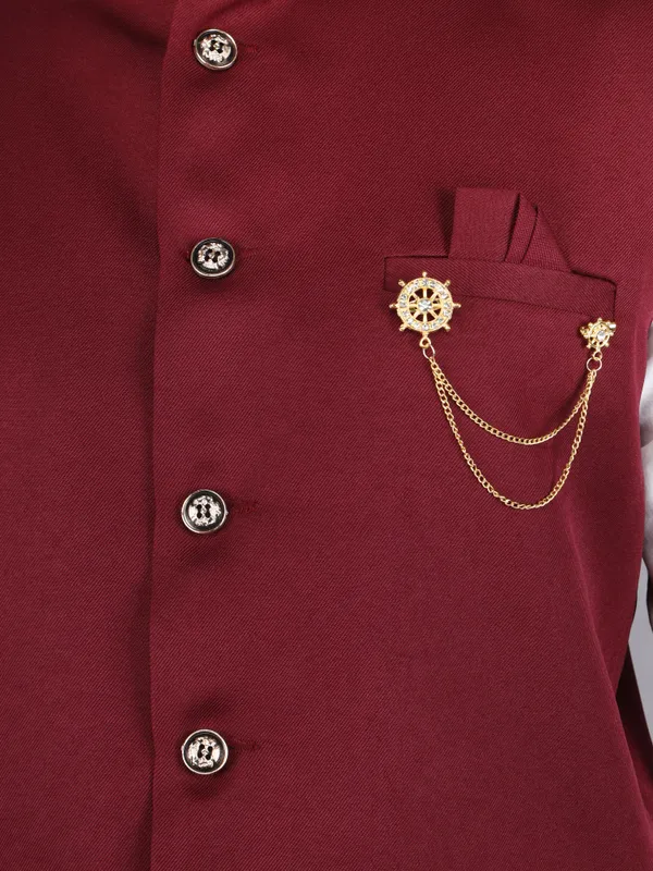Maroon_Pure_Cotton_Solid_Men_Waistcoat