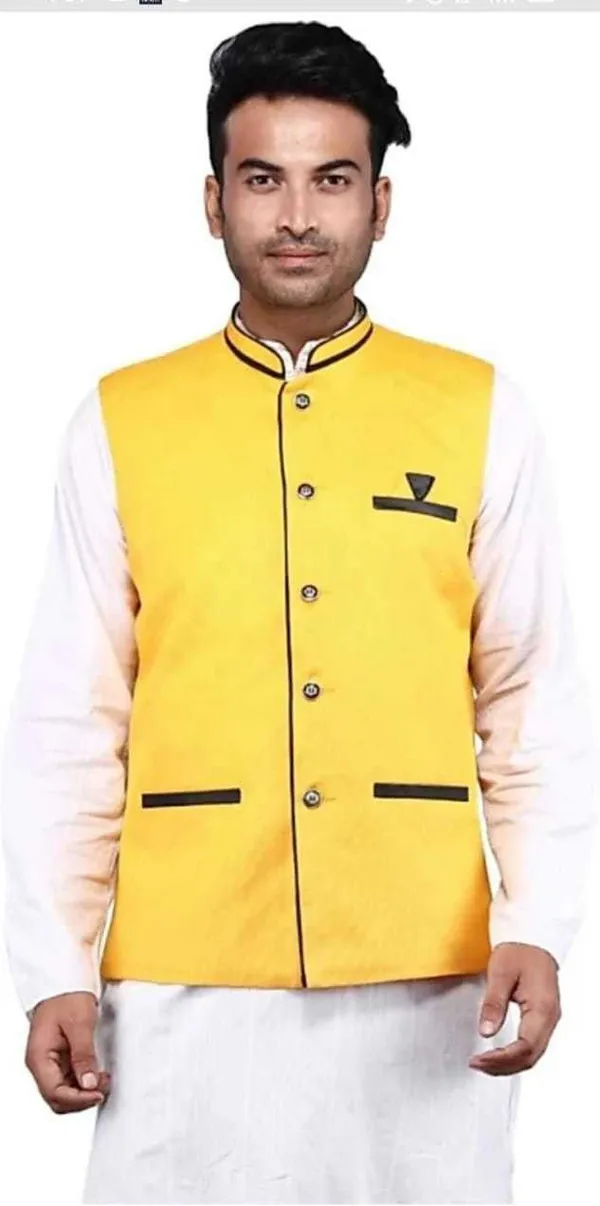 Yellow_Silk_Blend_Solid_Men_Waistcoat
