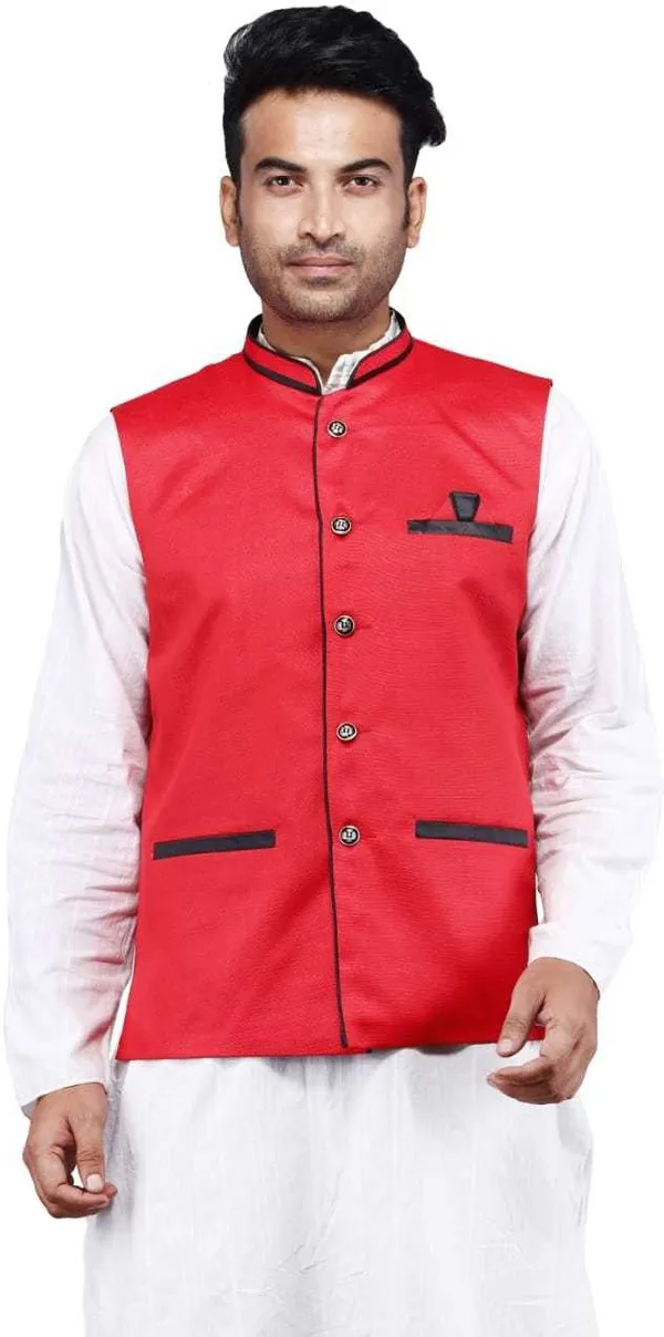 Red_Silk_Blend_Solid_Men_Waistcoat