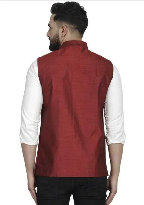 Maroon_Silk_Blend_Solid_Men_Waistcoat