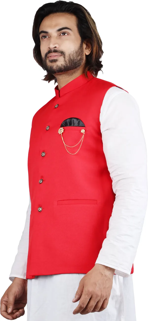 Red_Silk_Blend_Solid_Men_Waistcoat