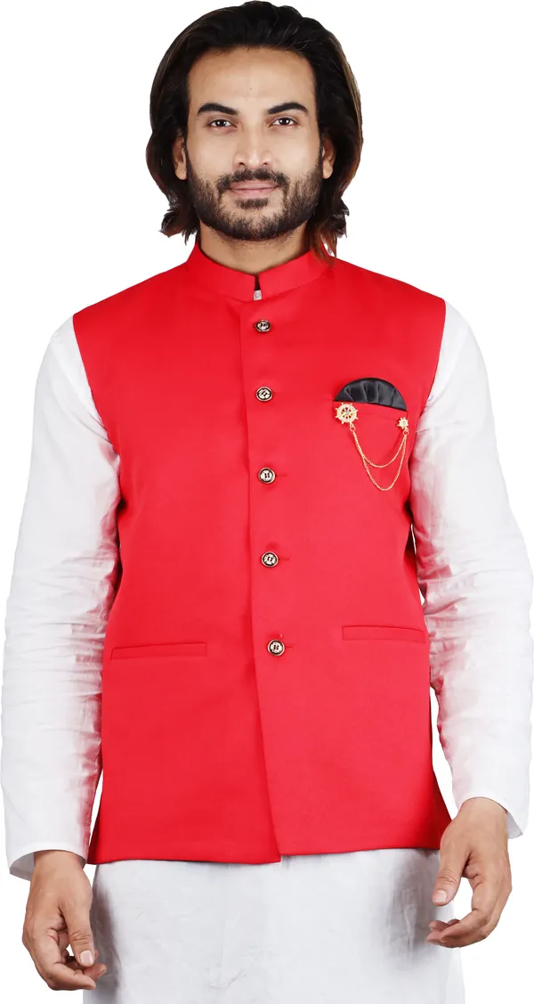 Red_Silk_Blend_Solid_Men_Waistcoat