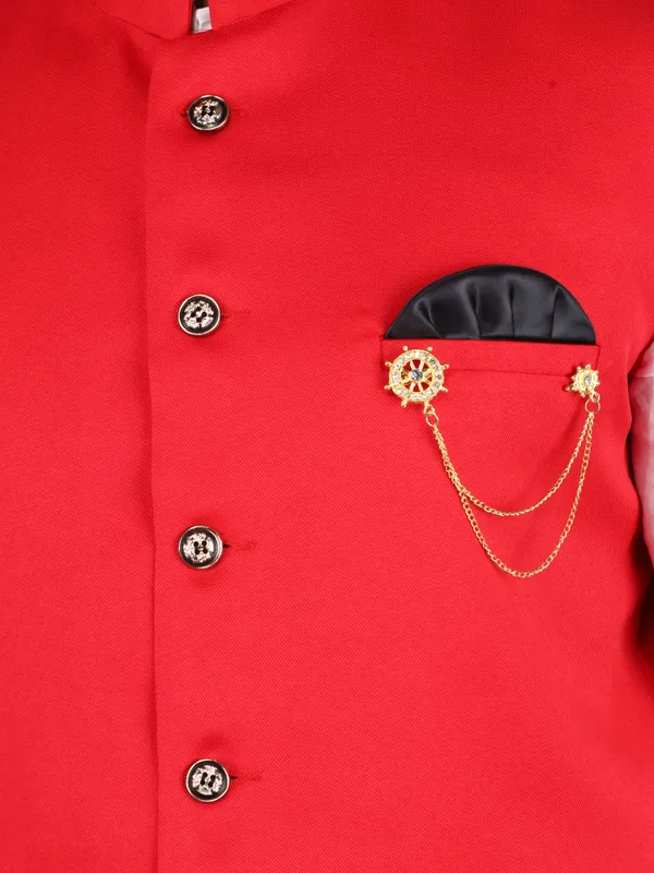 Red_Silk_Blend_Solid_Men_Waistcoat