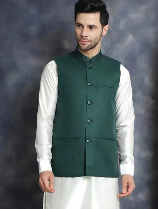 Green_Linen_Silk_Sleeveless_Solid_Men_Jacket