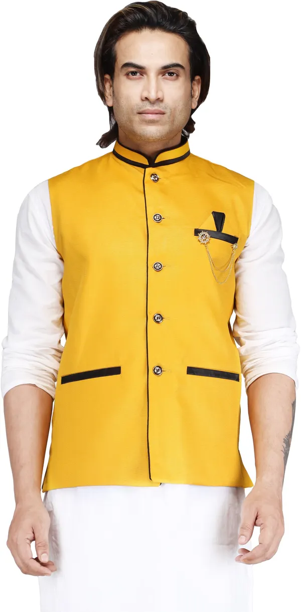 Yellow_Silk_Blend_Solid_Men_Waistcoat