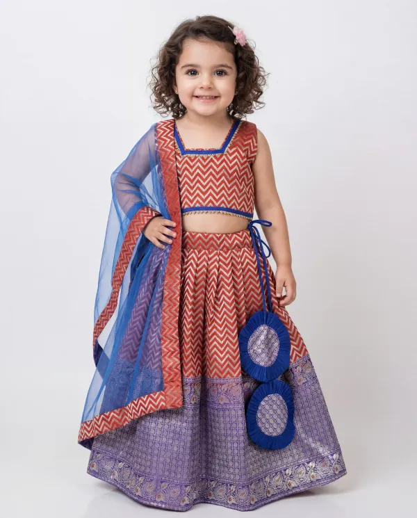 Rust_Orange_&_Royal_Blue_Premium_Banarasi_Brocade_&_Soft_Net_&_Cotton_Lining_Girls_Lehenga_Set_For_Girls