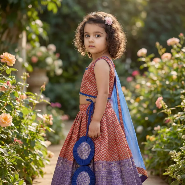 Rust_Orange_&_Royal_Blue_Premium_Banarasi_Brocade_&_Soft_Net_&_Cotton_Lining_Girls_Lehenga_Set_For_Girls