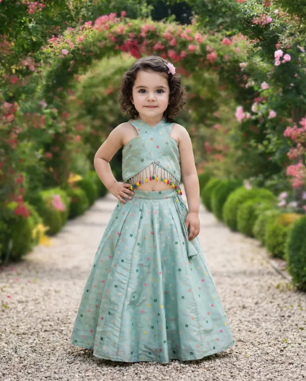 Mint_Green_Premium_Premium_Silk_Girls_Lehenga_Set_For_Girls
