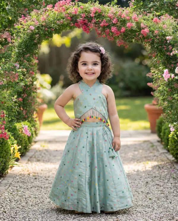 Mint_Green_Premium_Premium_Silk_Girls_Lehenga_Set_For_Girls
