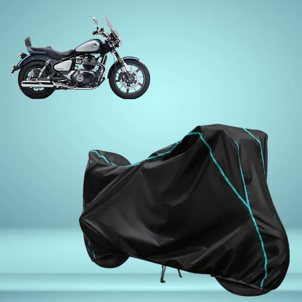 Stylish_Black_Water_Resistant_Dustproof_UV_&_Heat_Resistant_Multicolor_Piping_Bike_Scooter_Scooty_Cover_Compatible_with_Royal_Enfield_Super_Meteor_650