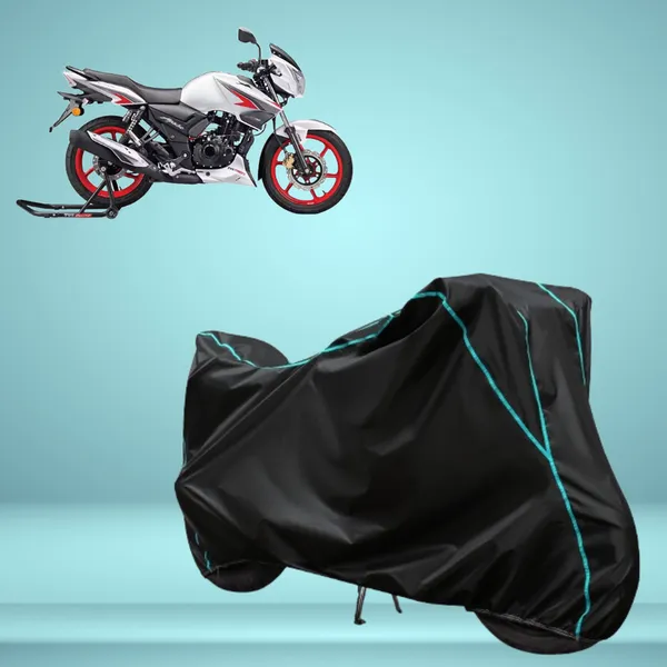 TVS_Apache_RTR_160_Stylish_Black_Water_Resistant_Dustproof_UV_&_Heat_Resistant_Multicolor_Piping_Bike_Scooter_Scooty_Cover_Compatible