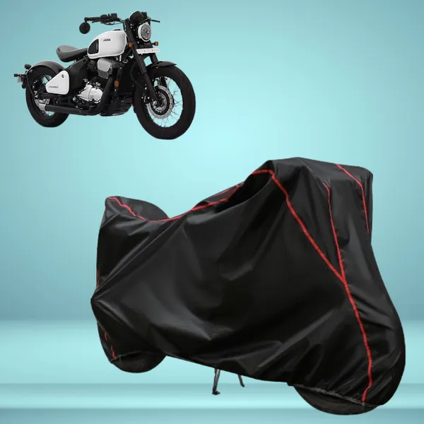 Stylish_Black_Water_Resistant_Dustproof_UV_&_Heat_Resistant_Multicolor_Piping_Bike_Scooter_Scooty_Cover_Compatible_with_Jawa_42_Bobber