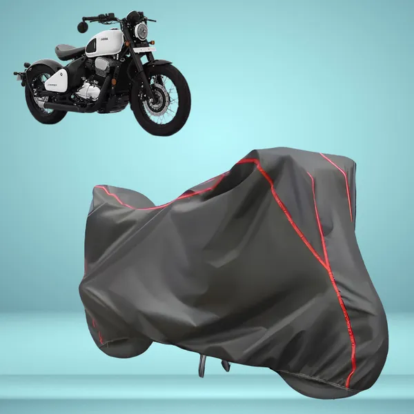 Stylish_Grey_Water_Resistant_Dustproof_UV_&_Heat_Resistant_Multicolor_Piping_Bike_Scooter_Scooty_Cover_Compatible_with_Jawa_42_Bobber