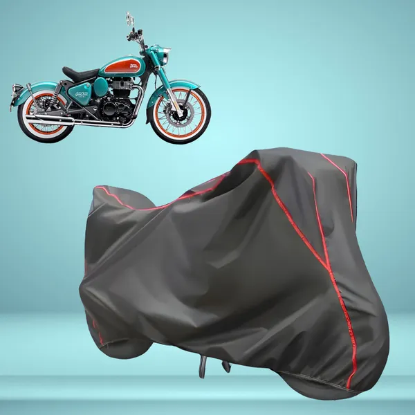 Stylish_Grey_Water_Resistant_Dustproof_UV_&_Heat_Resistant_Multicolor_Piping_Bike_Scooter_Scooty_Cover_Compatible_with_Royal_Enfield_Goan_Classic_350