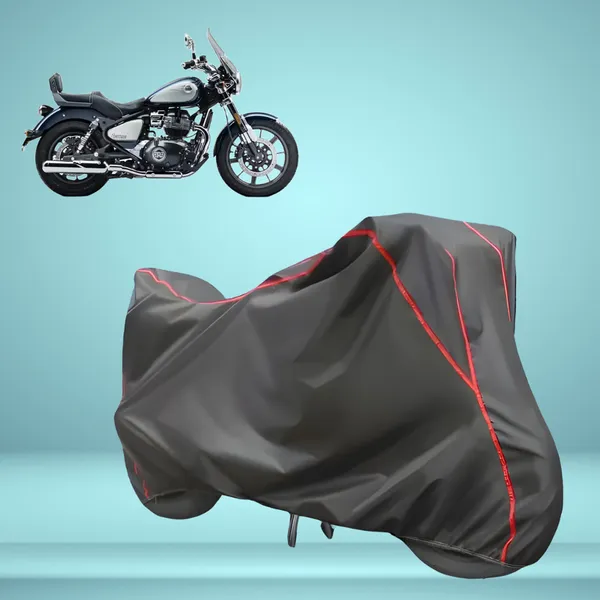 Stylish_Grey_Water_Resistant_Dustproof_UV_&_Heat_Resistant_Multicolor_Piping_Bike_Scooter_Scooty_Cover_Compatible_with_Royal_Enfield_Super_Meteor_650