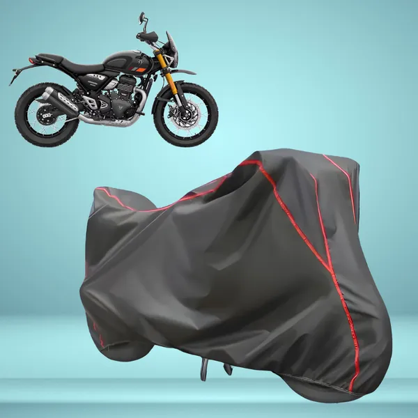 Stylish_Grey_Water_Resistant_Dustproof_UV_&_Heat_Resistant_Multicolor_Piping_Bike_Scooter_Scooty_Cover_Compatible_with_Triumph_Scrambler_400_XC