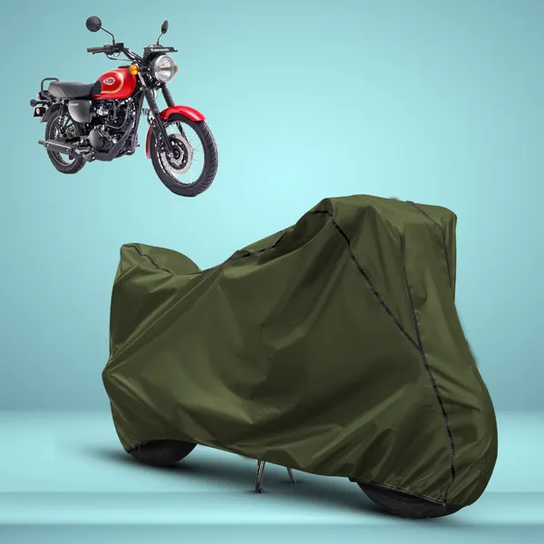 Stylish_Olive_Green_Water_Resistant_Dustproof_UV_&_Heat_Resistant_Multicolor_Piping_Bike_Scooter_Scooty_Cover_Compatible_with_Kawasaki_W175