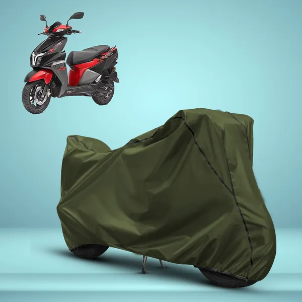 TVS_Ntorq_125_Stylish_Olive_Green_Water_Resistant_Dustproof_UV_&_Heat_Resistant_Multicolor_Piping_Bike_Scooter_Scooty_Cover_Compatible
