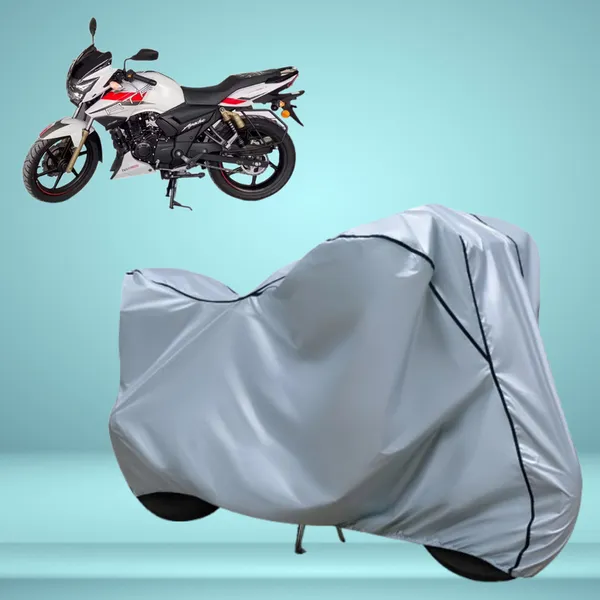 TVS_Apache_RTR_180Stylish_Silver_Water_Resistant_Dustproof_UV_&_Heat_Resistant_Multicolor_Piping_Bike_Scooter_Scooty_Cover_Compatible