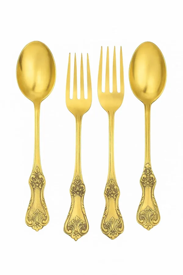 Golden_Pure_Brass_Fork_And_Spoon_Set_|_2_Forks_And_2_Spoons
