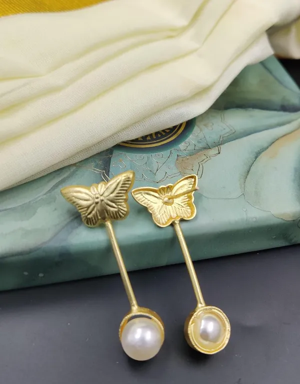 Ivory_Earring_Set_|_Hoop_Earring_In_Brass_Mother_Pearl_Stone_|_Hanging_Butterfly_Earring_With_White_Pearl_|_Half-Moon_Stud_Earrings_With_Dangling_White_Pearl