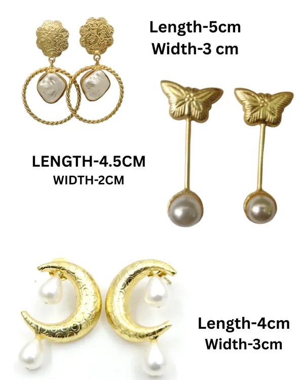 Ivory_Earring_Set_|_Hoop_Earring_In_Brass_Mother_Pearl_Stone_|_Hanging_Butterfly_Earring_With_White_Pearl_|_Half-Moon_Stud_Earrings_With_Dangling_White_Pearl