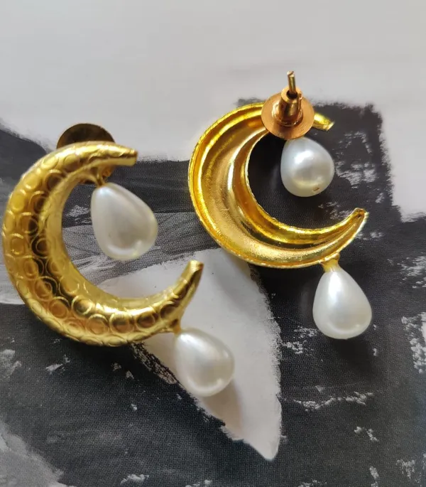 Ivory_Earring_Set_|_Hoop_Earring_In_Brass_Mother_Pearl_Stone_|_Hanging_Butterfly_Earring_With_White_Pearl_|_Half-Moon_Stud_Earrings_With_Dangling_White_Pearl