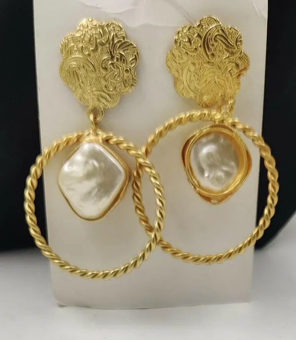 Ivory_Earring_Set_|_Hoop_Earring_In_Brass_Mother_Pearl_Stone_|_Hanging_Butterfly_Earring_With_White_Pearl_|_Half-Moon_Stud_Earrings_With_Dangling_White_Pearl
