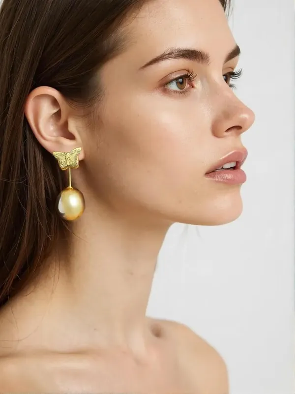 Ivory_Earring_Set_|_Hoop_Earring_In_Brass_Mother_Pearl_Stone_|_Hanging_Butterfly_Earring_With_White_Pearl_|_Half-Moon_Stud_Earrings_With_Dangling_White_Pearl