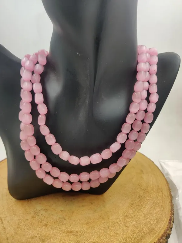 Baby_Pink_Three_Layer_Crystal_Beads_Necklace_For_Women_And_Girl