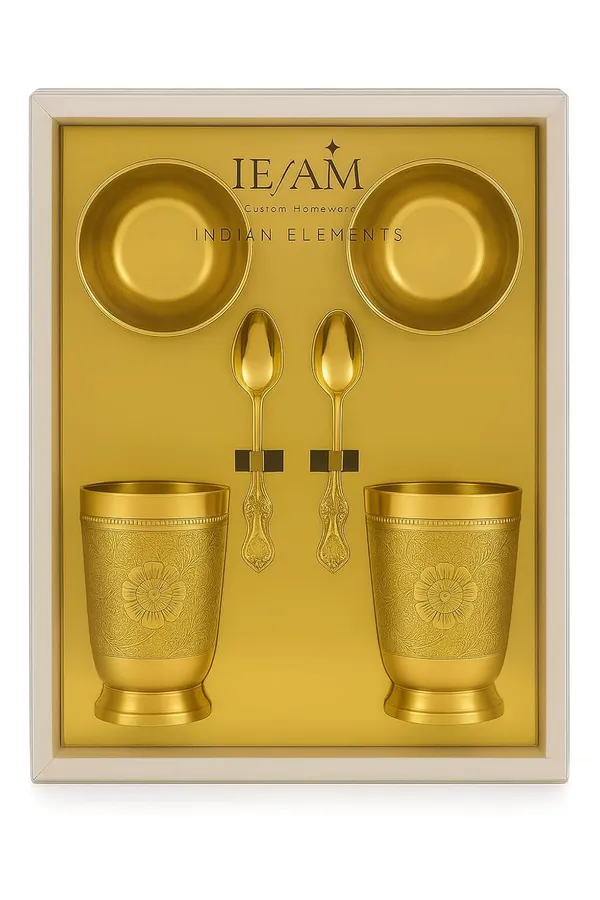 Golden_Brass_Gift_Set_|_Engraved_Golden_Set_With_2_Glasses,_2_Bowls,_2_Spoons