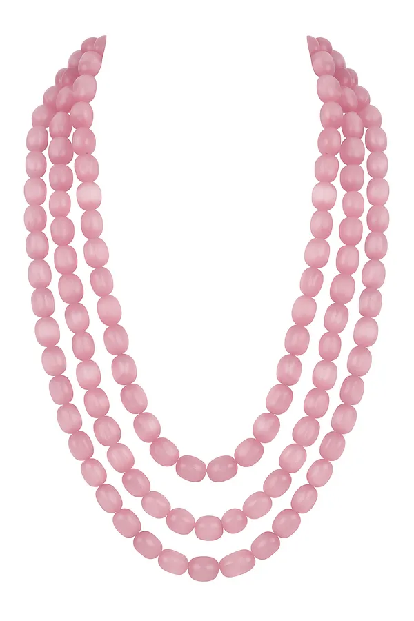 Baby_Pink_Three_Layer_Crystal_Beads_Necklace_For_Women_And_Girl