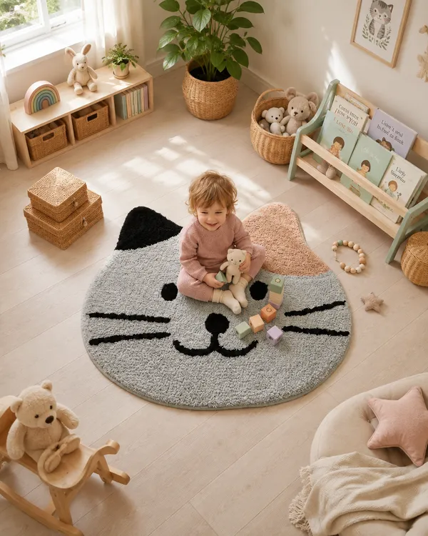 Cute_Cat_Shaped_Kids_Carpet_–_Grey_Tufted_Rug